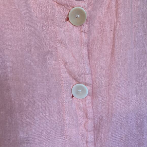 Zara 100% Linen Button Front Tunic Jacket Pink Long Sleeve Pockets Women’s Small - Picture 5 of 9